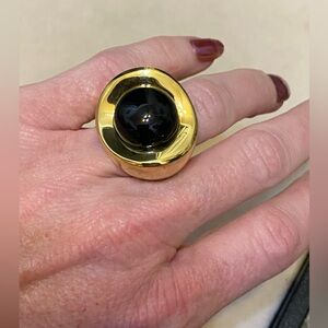 Gold Over Sterling Silver Black Onyx Ring Size 5